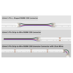 12mm 5 - Pin Connectors Kit for RGBW COB LED Strip Light IP20 - House of LEDS