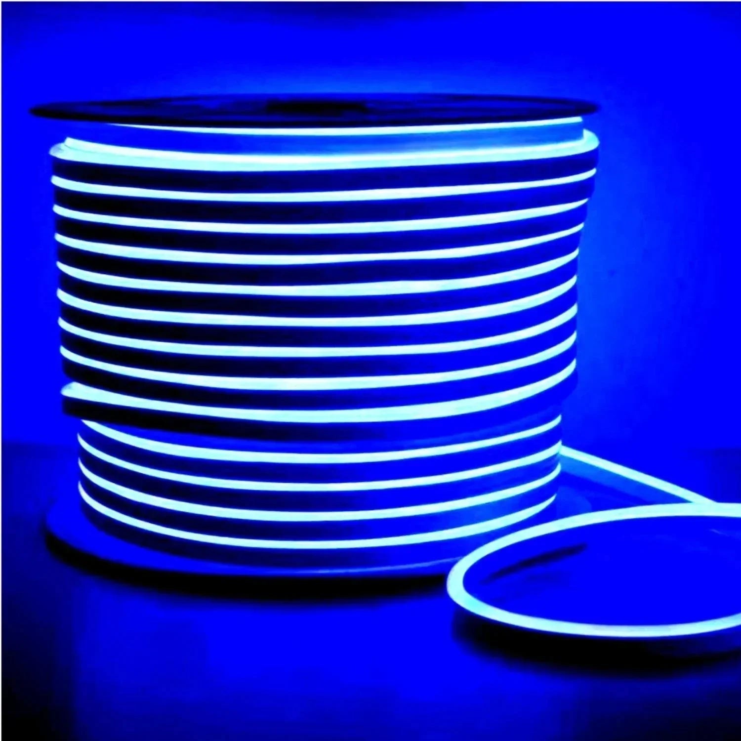 Blue LED Neon Flex 8x16mm 120LEDs/m AC 220 240V IP67 Waterproof with UK Plug - ATOM LED