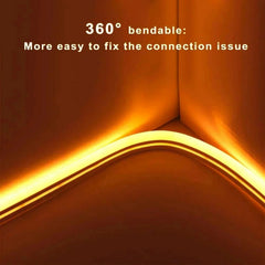 Golden LED Neon Flex 220V 240V 8x16mm 120LEDs/m IP67 Waterproof with UK Plug - ATOM LED