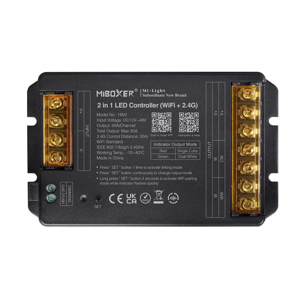MiBoxer HW2 2 in 1 LED Controller (WiFi+2.4G) Output Max 30A 12V 48V