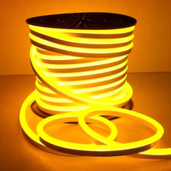 Yellow LED Neon Flex 220V 240V 8x16mm 120LEDs/m IP67 Waterproof with UK Plug - ATOM LED