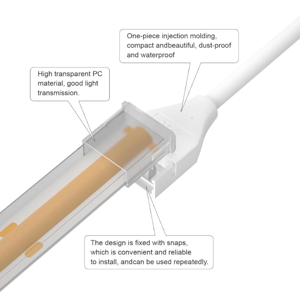 8mm 2 - Pin DC IP67 Connectors for Single COB LED Strip Light - House of LEDS