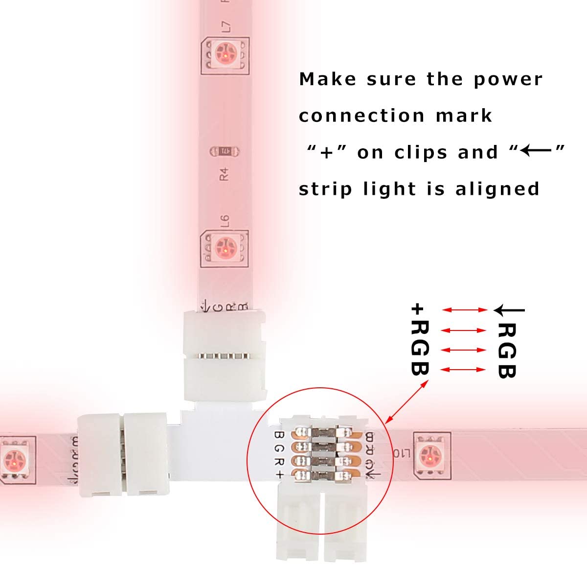 LED Strip Accessories 5pcs + Shape PCB RGB Connectors 4 pin 10mm - ATOM LED