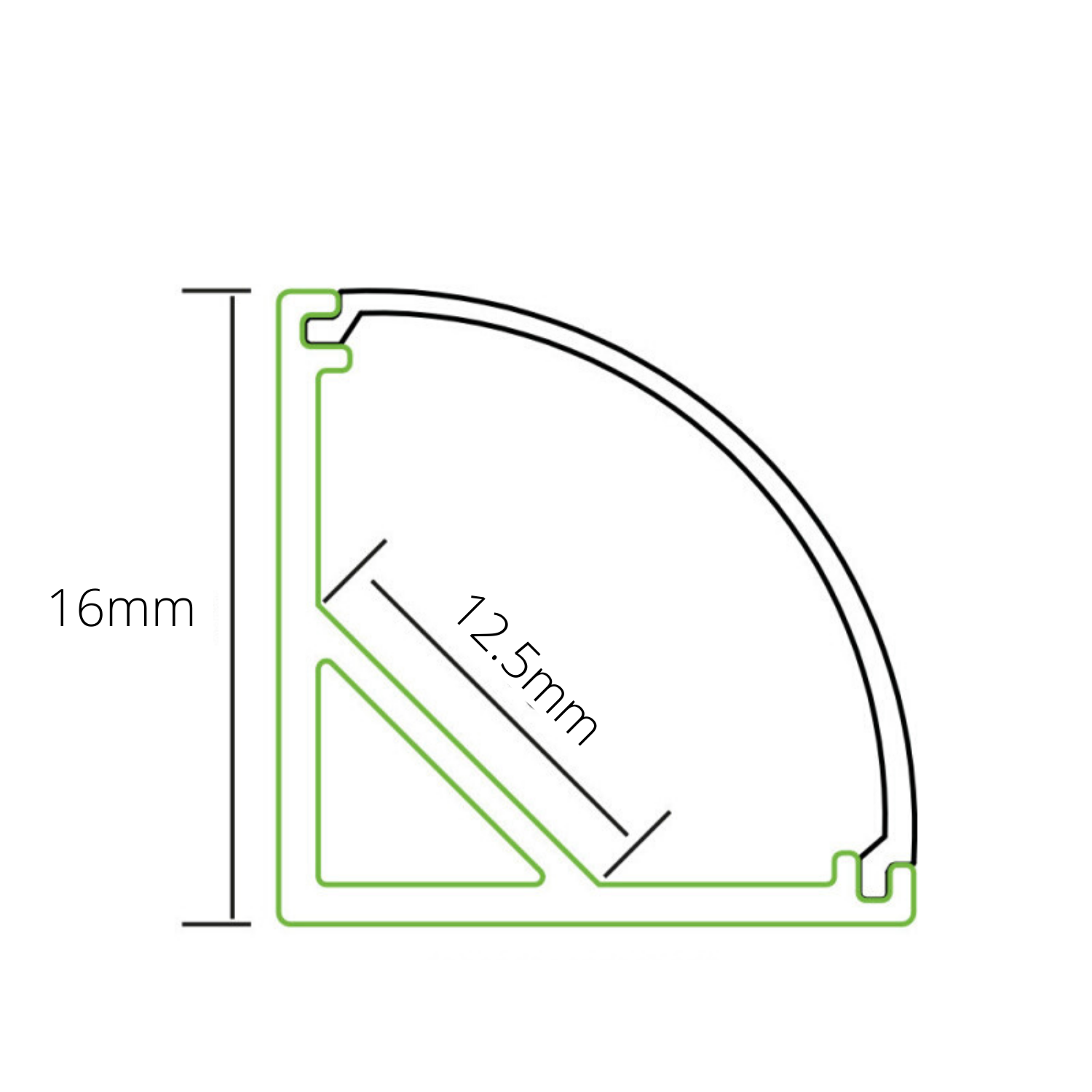 LED Strip Aluminium Corner Profile Milky Cover Cabinet LED Corner Profile 16x16mm - ATOM LED