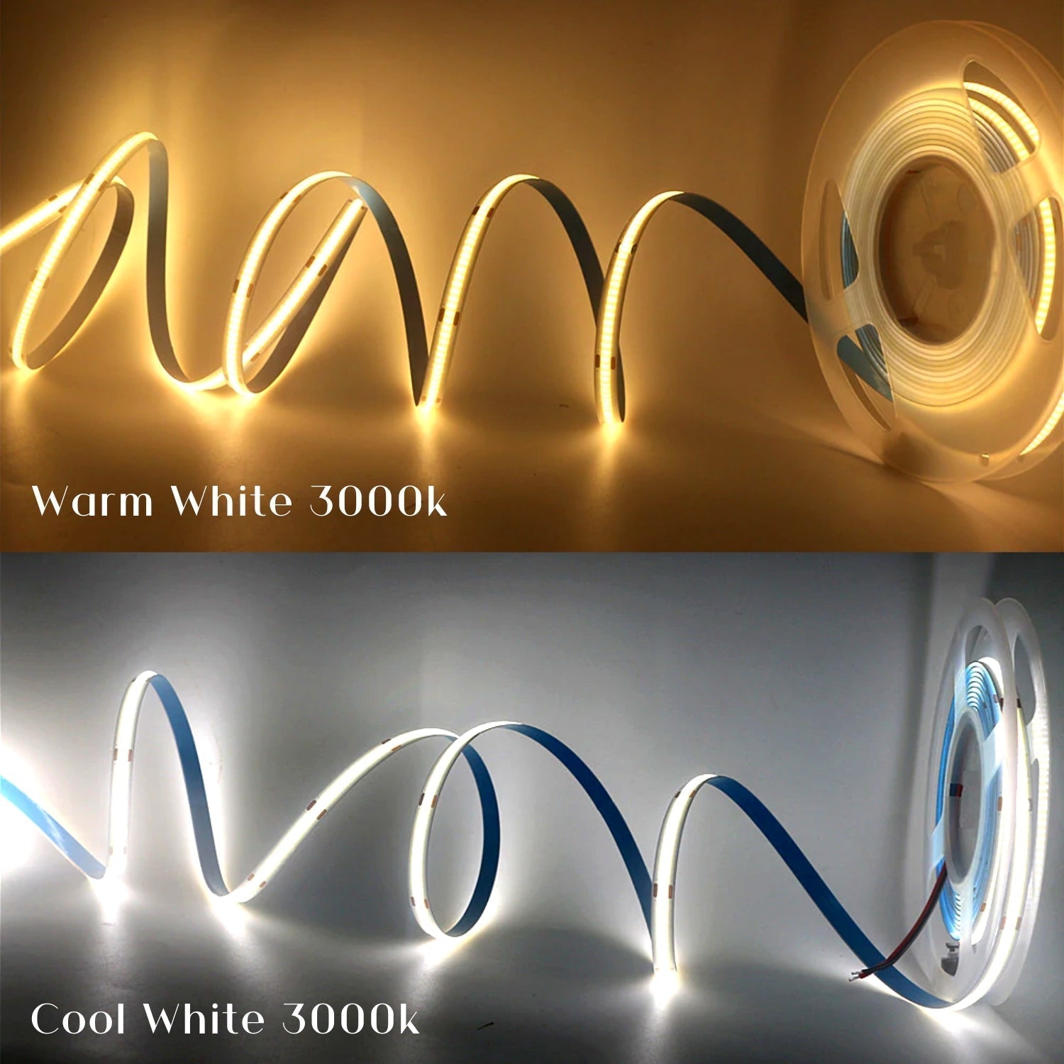 CCT Seamless COB LED Strip 24V 780 LEDs/m IP20 Waterproof WW+CW 10 Metre Kit - ATOM LED