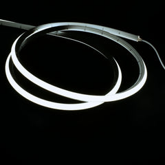 Cool White 6000K 10x10mm dual bend neon flex close-up — IP67 silicone body
