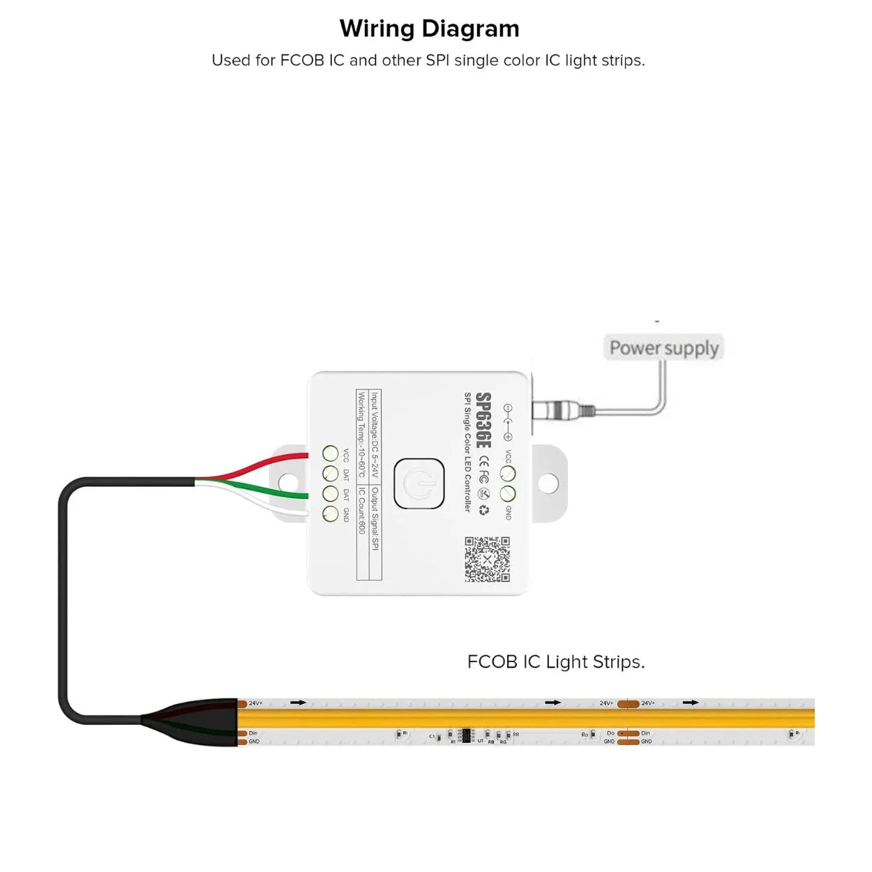 Wall Panel Remote for SP636E DC5-24V Addressable LED Strip Controller RC1