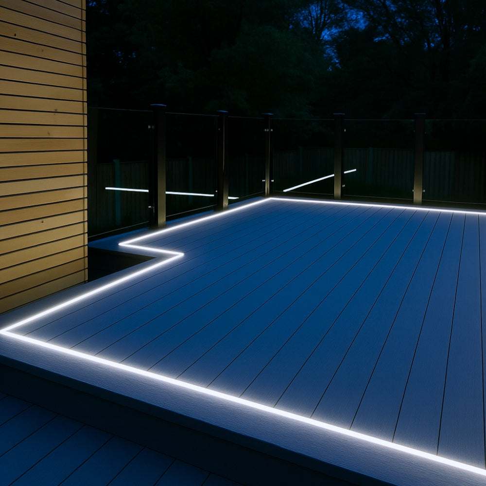 Decking LED Light Cool White Neon Flex 6000K 24V 6x12mm IP67 Waterproof Cut Anywhere