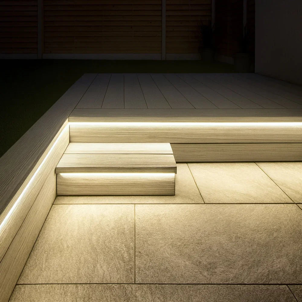 Decking Natural White LED Neon Flex 4000K 24V 6x12mm IP67 Waterproof 1cm Cut 15m | UK LED Lights