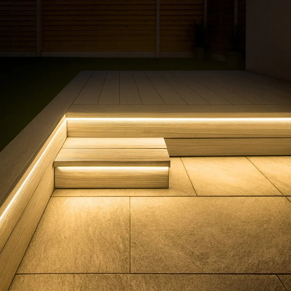 Decking Warm White LED Neon Flex 3000K 24V 6x12mm IP67 Waterproof 1cm Cut 15m | UK LED Lights