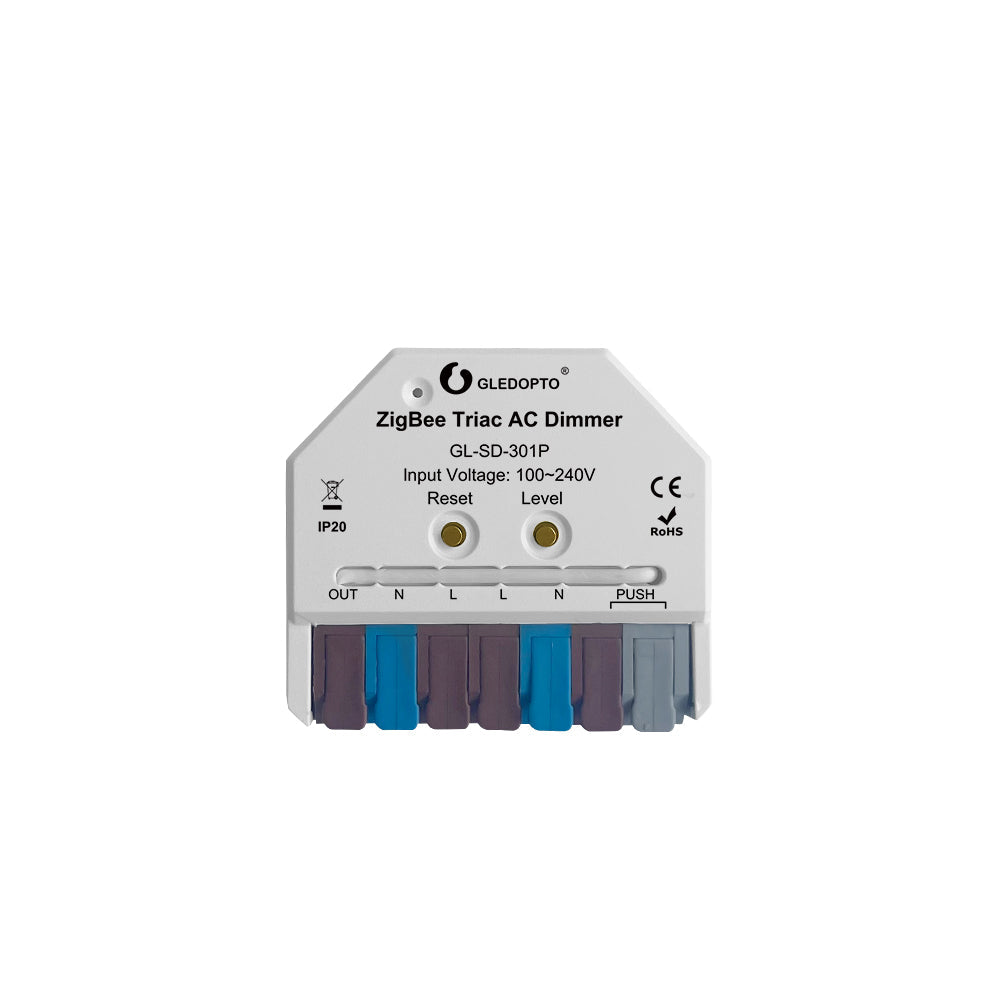 Gledopto ZigBee AC Triac In-Wall Dimmer Control Box with Button GL-SD-301P