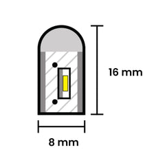 Warm White LED Neon Flex Wireless 8x16mm 120LEDs/m 220V 240V IP65 Waterproof Neon Flex with UK Plug