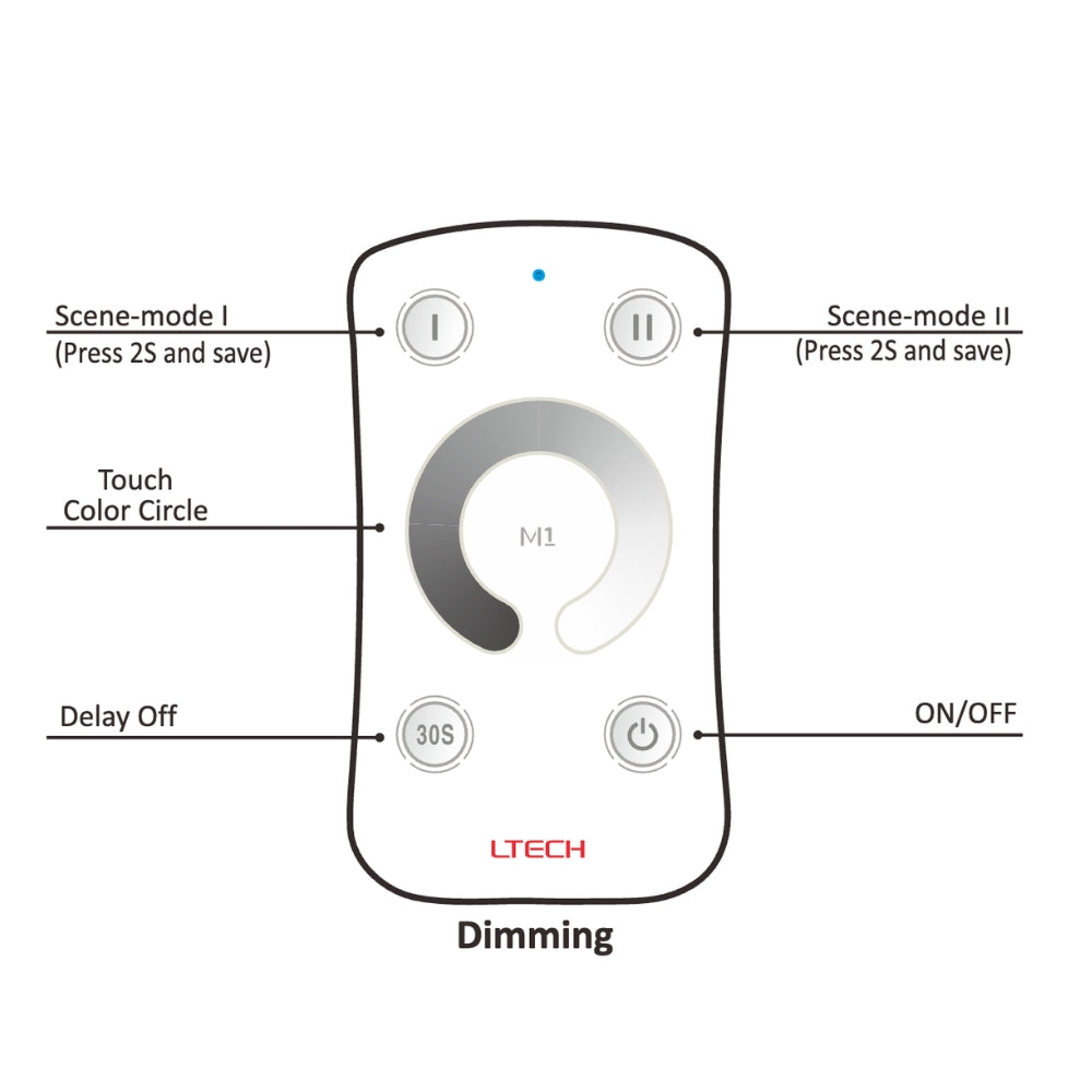 LTECH Remote Control Dimmer With RF Receiver M1+M3-3A