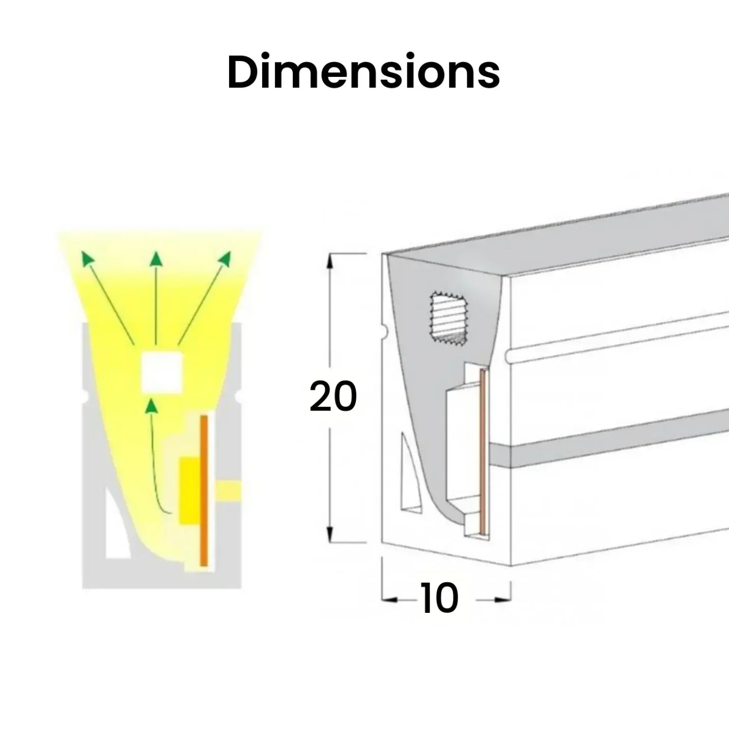 Cool White Neon Flex 6000K 48V 10x20mm IP67 Waterproof 50m