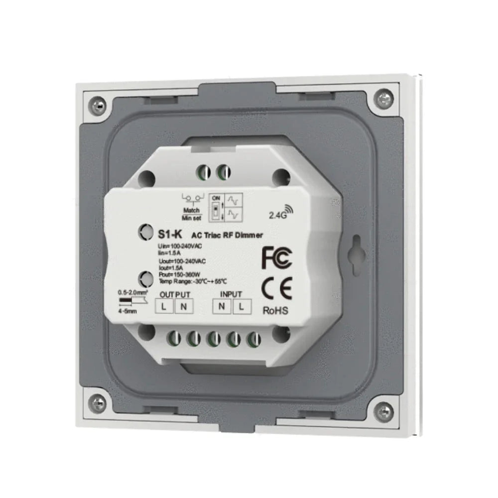 Skydance AC Triac Glass Rotary Panel Dimmer S1-K (BLACK)
