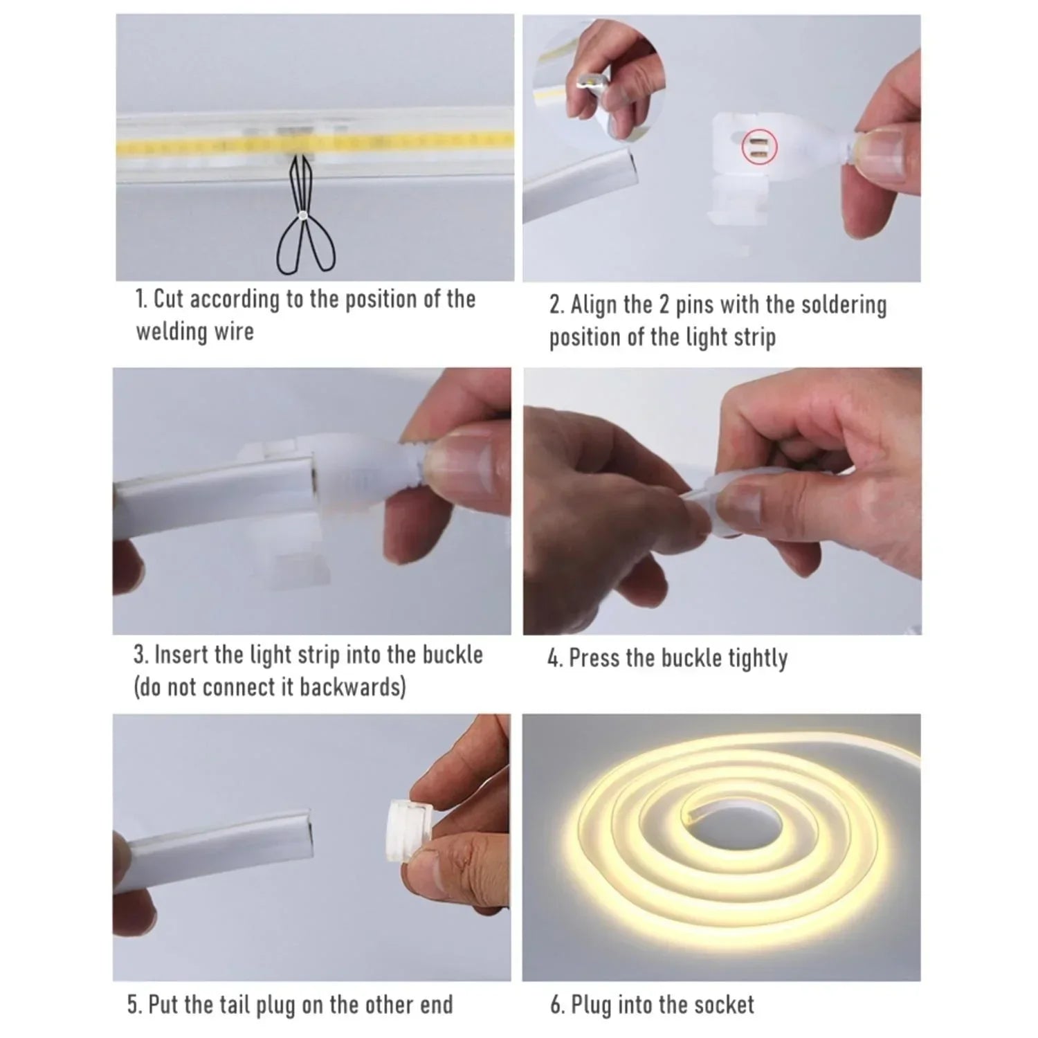 COB LED Strip 220V 240V Natural White 4000K 288 LEDs/m IP65 with UK Plug - ATOM LED