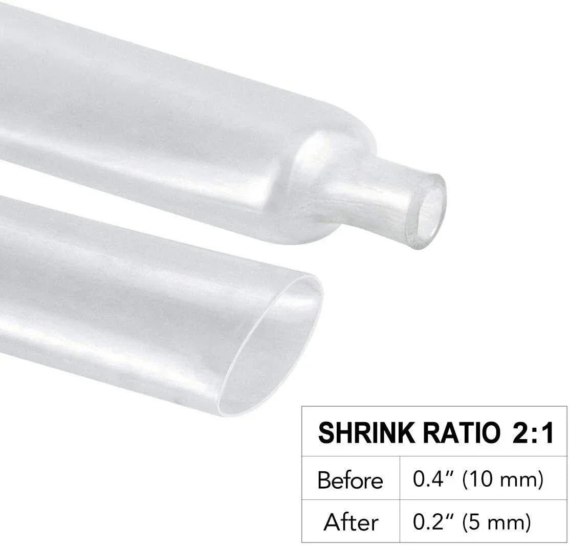 Adhesive Clear Heat Shrink Sleeving - 2:1 Weatherproof Heatshrink Tubing 16-25mm 1 Metre - UK LED Lights