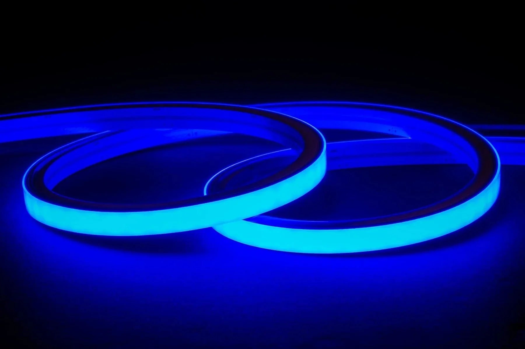 Blue LED Neon Flex 16x16mm 220V 240V Top Bending 120LEDs/m 20cm Cut IP65 Waterproof with UK Plug - House of LEDS