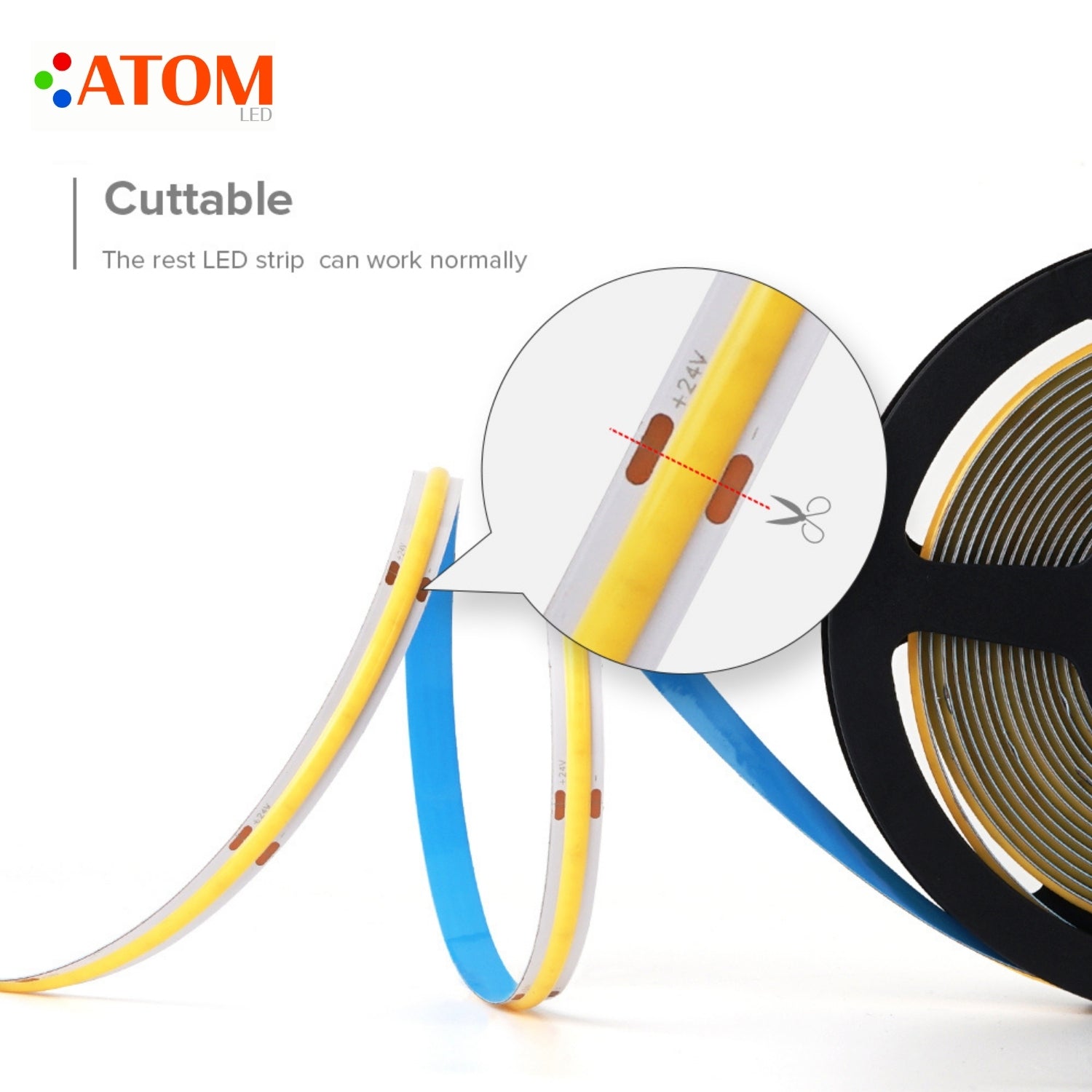 CCT Seamless COB LED Strip 24V 780 LEDs/m IP20 Waterproof WW+CW 10 Metre - House of LEDS