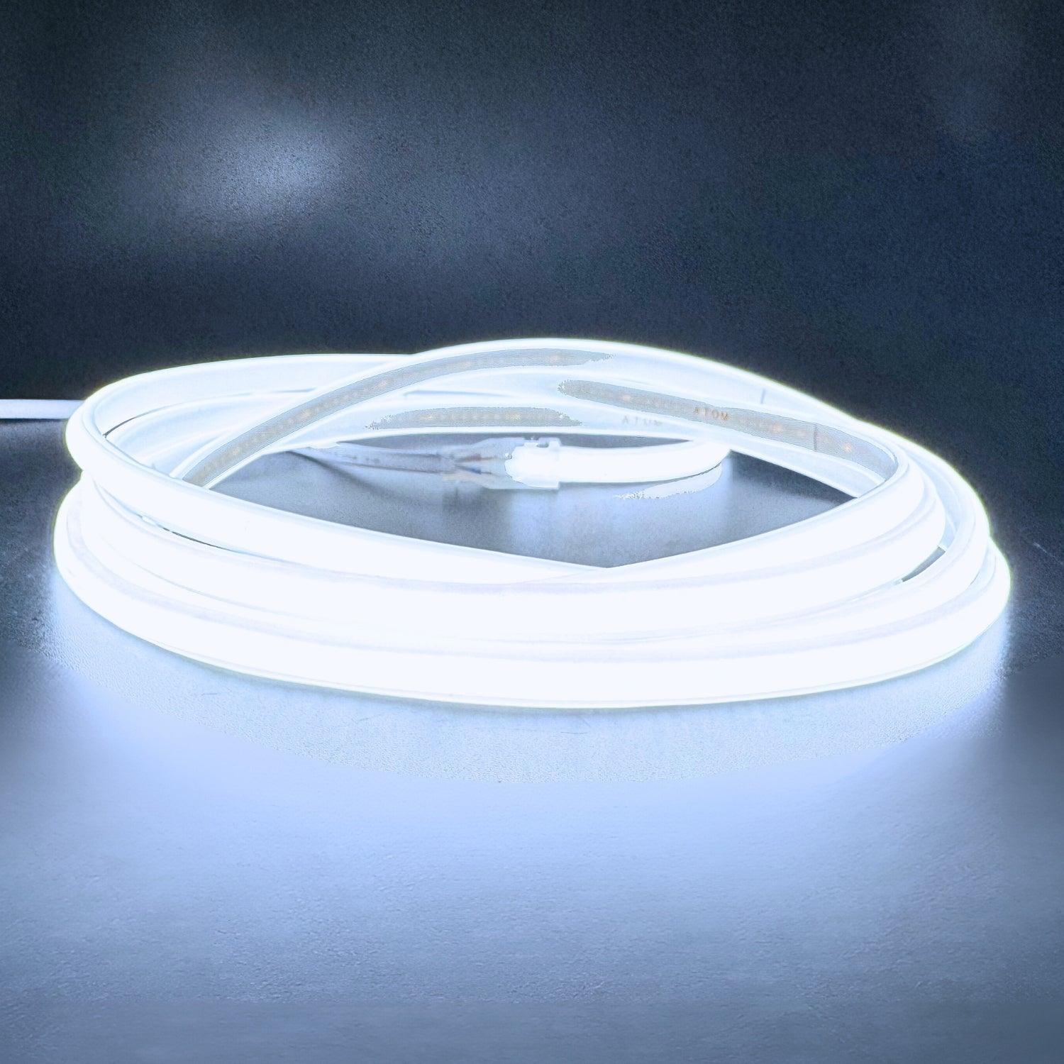 COB LED Strip 220V 240V Cool White Neon Flex 6000K 288 LEDs/m IP65 with UK Plug - ATOM LED