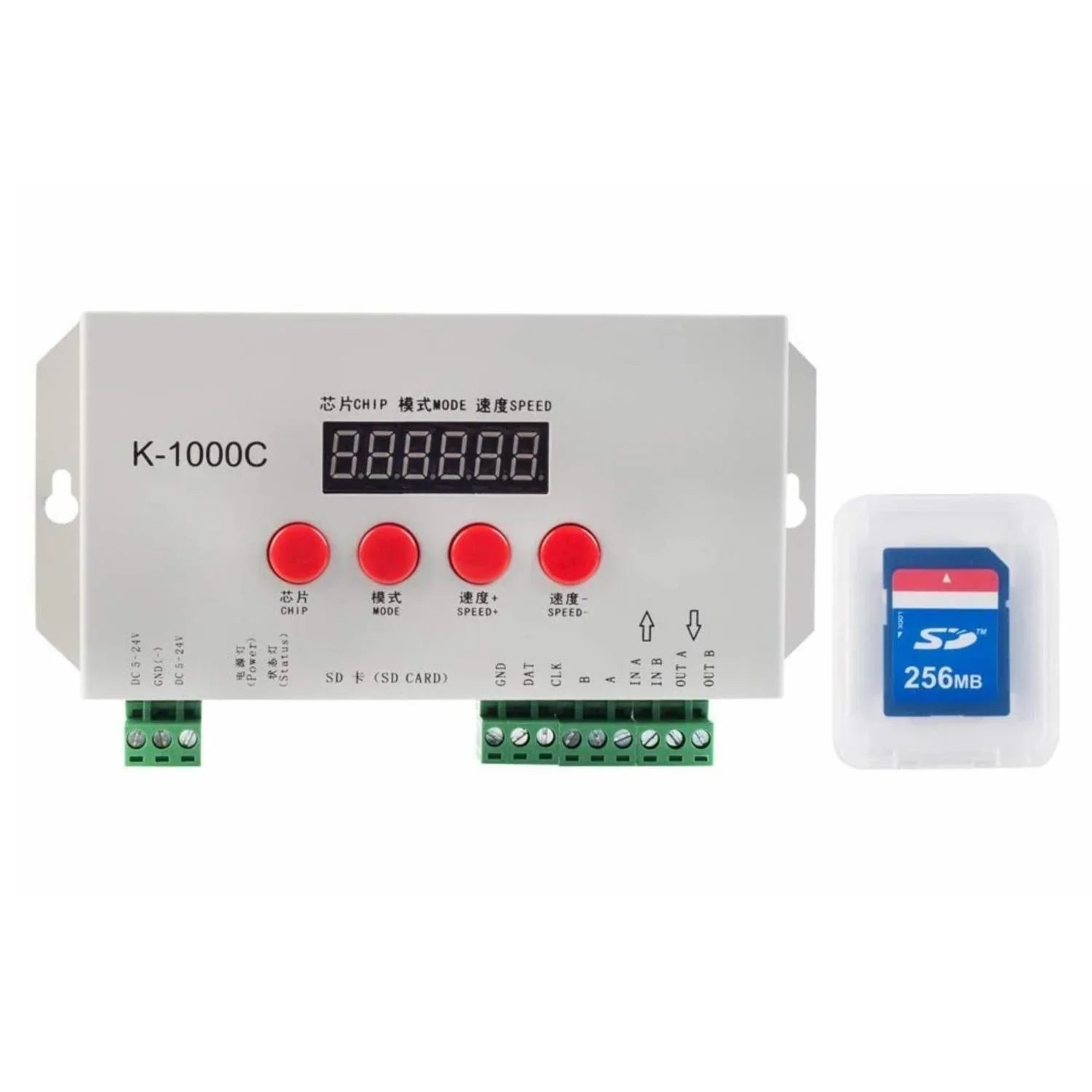 Digital RGB Pixel Controller K-1000C (T-1000S Updated) WS2812B WS2815 SK6812 WS2811 WS2801 LED Strip LED Matrix LED String 1536 Pixels Controller DC5-24V Addressable Programmable Controller with SD Card - UK LED Lights