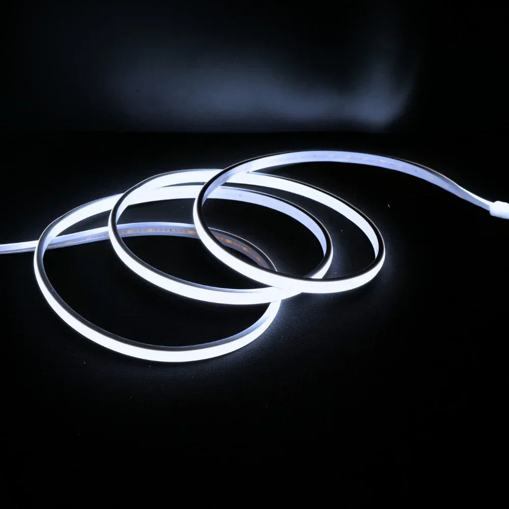 Cool White 6000K COB LED Strip 220V 240V 288 LEDs/m IP65 UK Plug