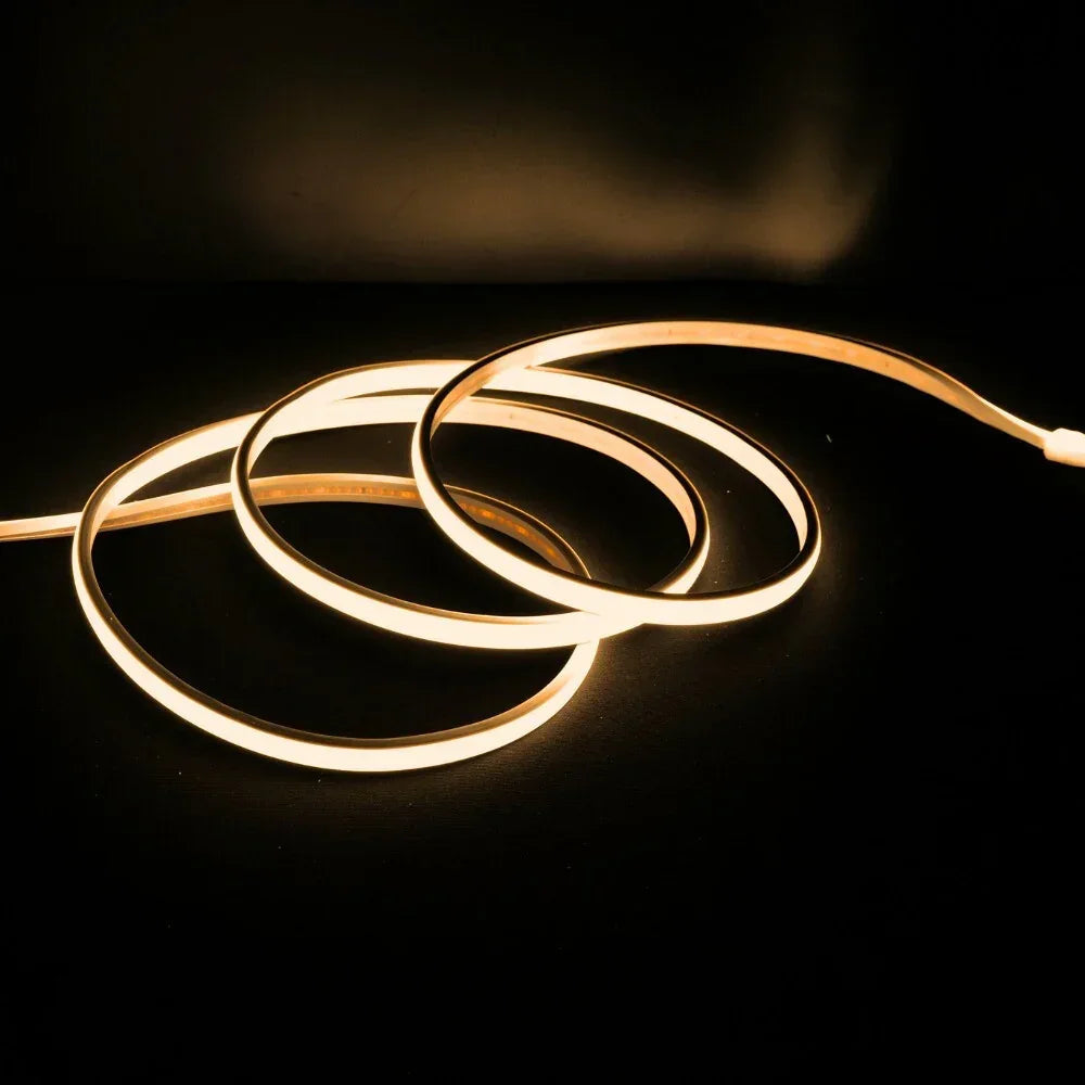 Warm White 3000K COB LED Strip 220V 240V 288 LEDs/m IP65 UK Plug