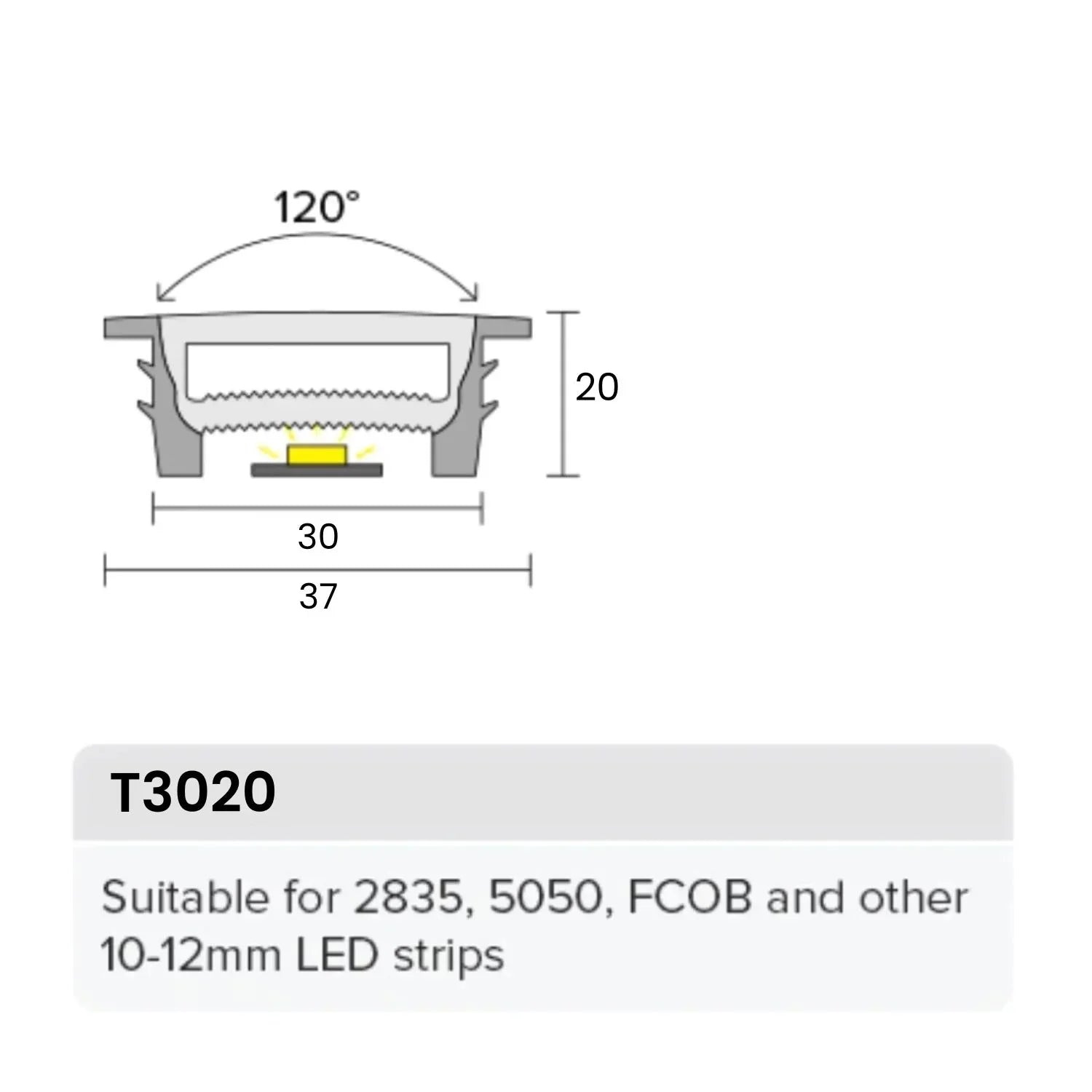 LED Neon Flex & LED Strip Silicone Cover Body Flexible Bendable 30x20mm - UK LED Lights