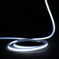 Vertical bend LED neon flex along stair nosings, 6000K cool white 10x10mm 48V