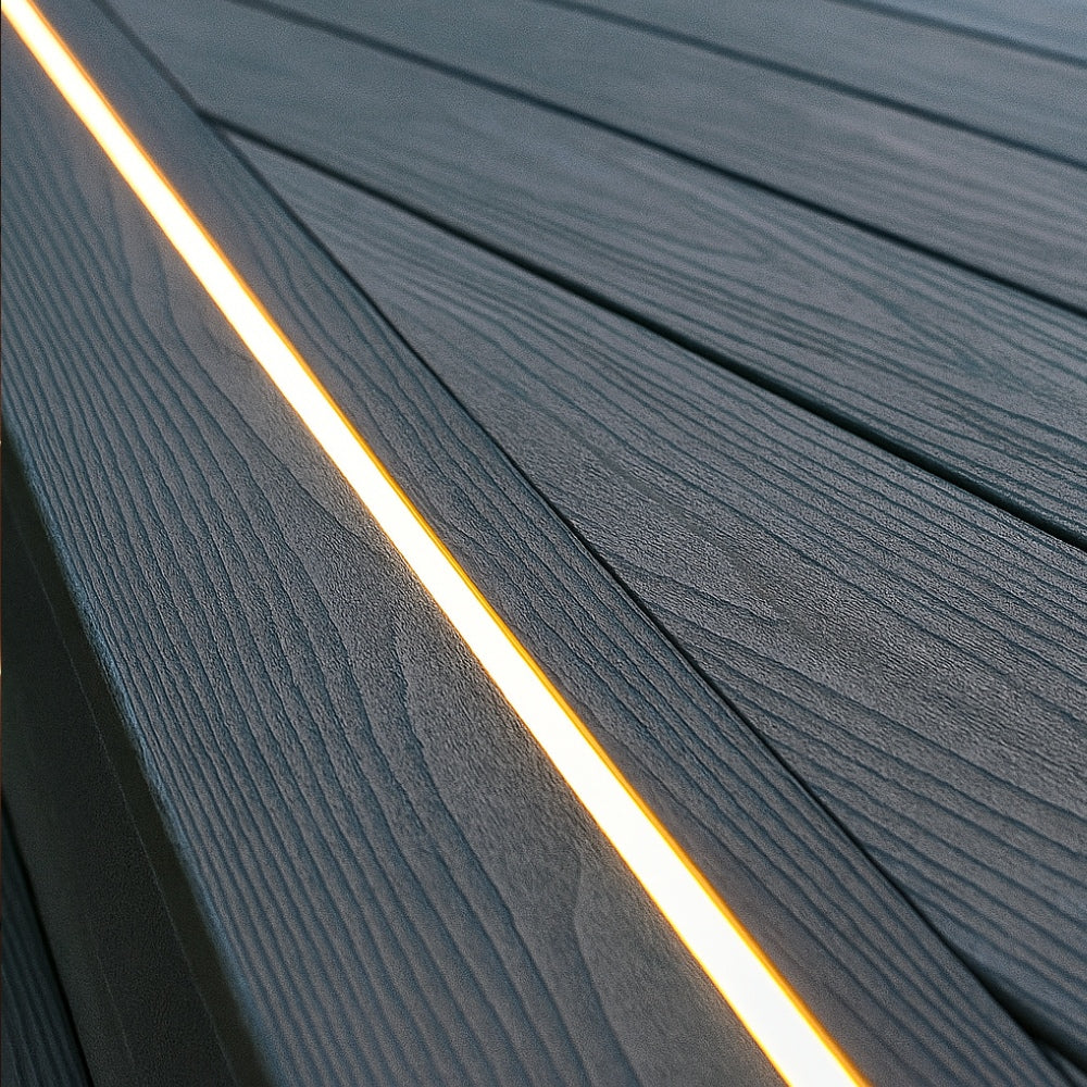 2700K warm white 10x10mm LED neon flex outdoor decking install, 48V IP67