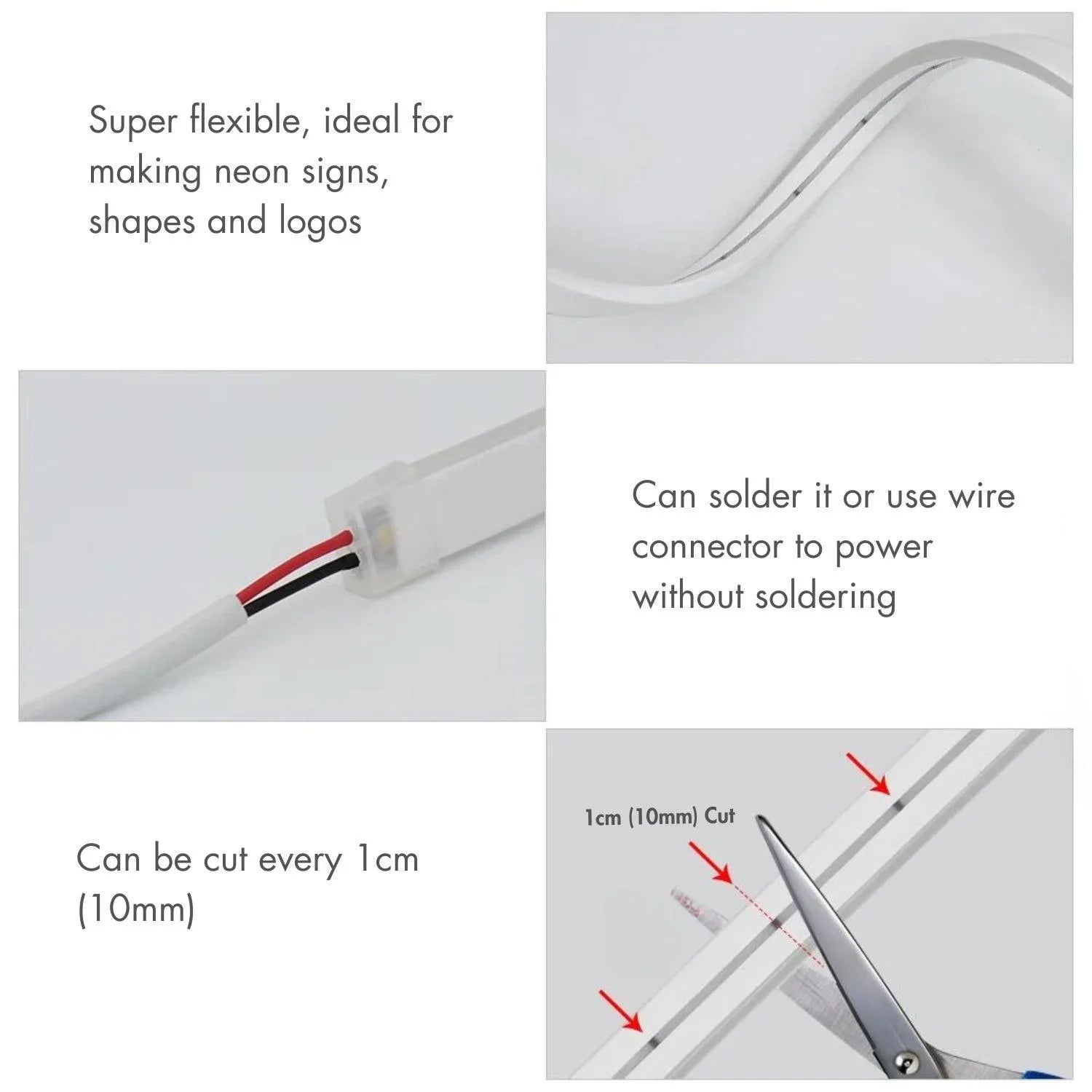 Mini Warm White Neon Flex 3000K 12V 6x12mm IP65 Waterproof 1cm Cut - UK LED Lights