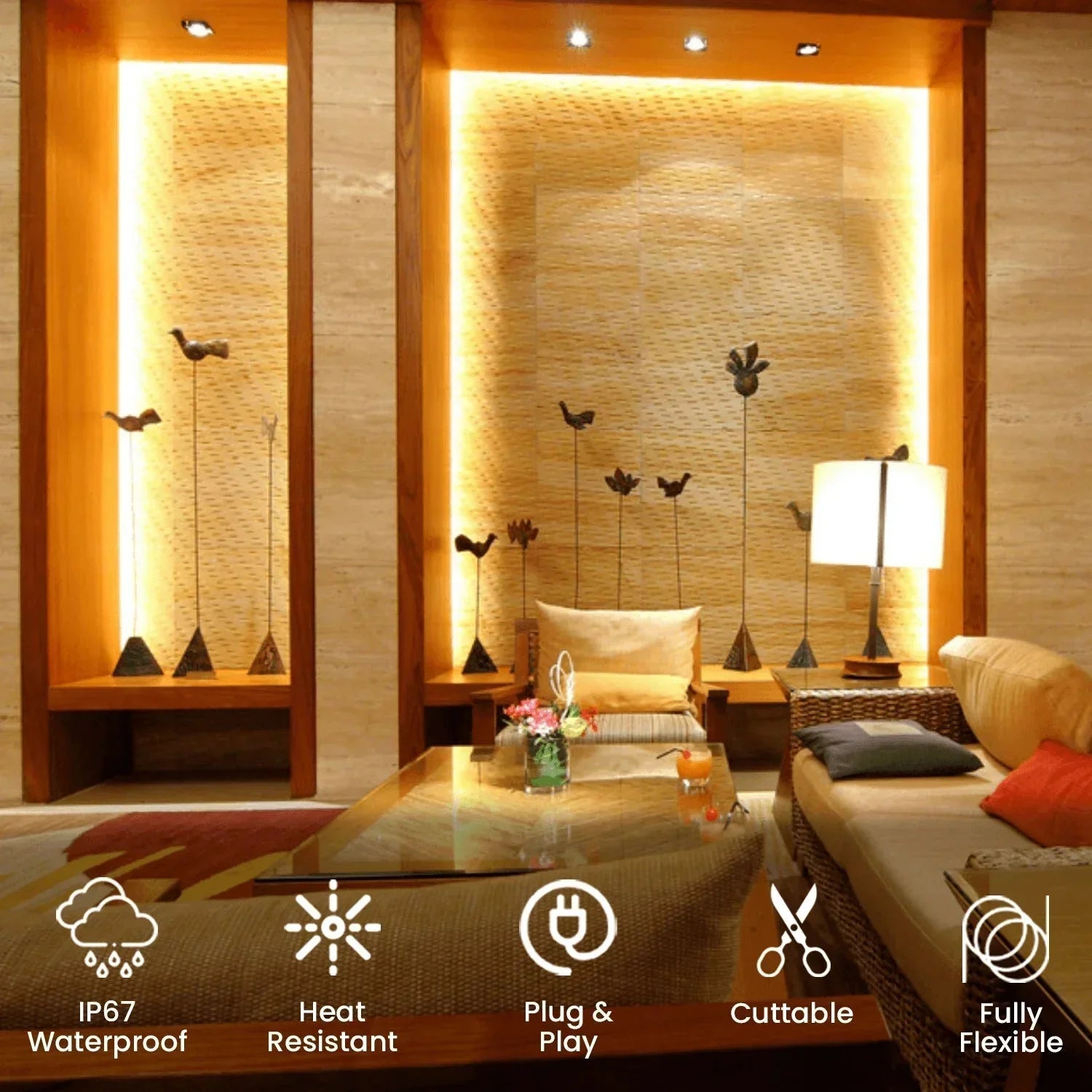 Warm White LED Neon Flex AC 220V 240V 8x16mm 120LEDs/m IP65 Waterproof with UK Plug - ATOM LED