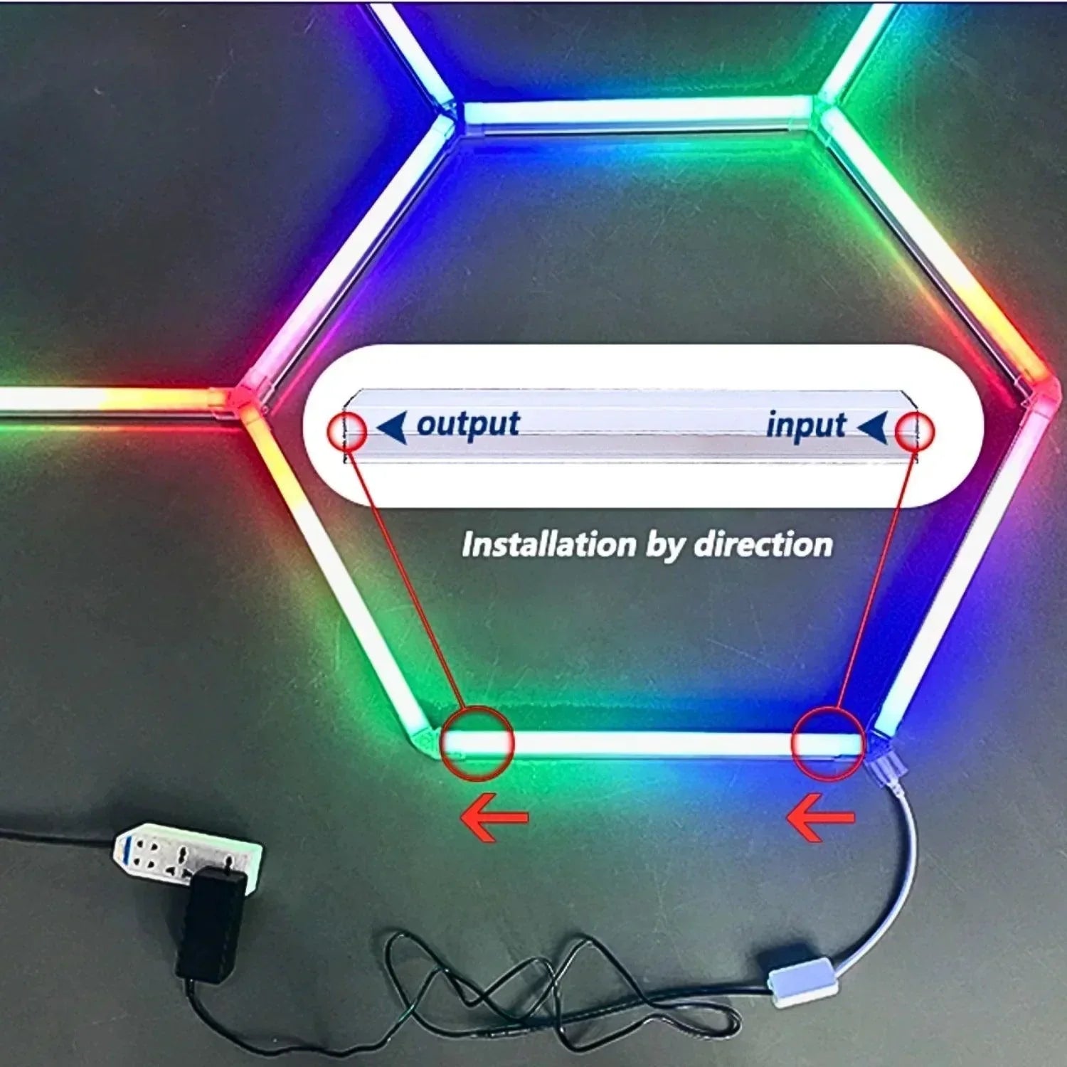 RGB Hexagrid LED Hexagon Ultrabright LED Multicolour Hex Lights - Four Hex Grid - UK LED Lights