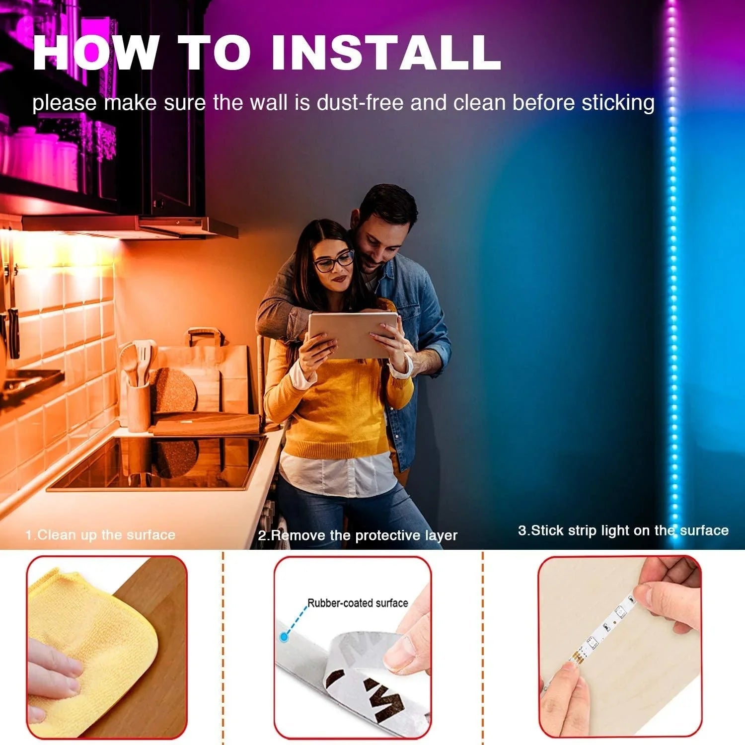 RGB LED Strip 12V 5050 IP20 Non-Waterproof 60LED/m 5 metre Kit - UK LED Lights