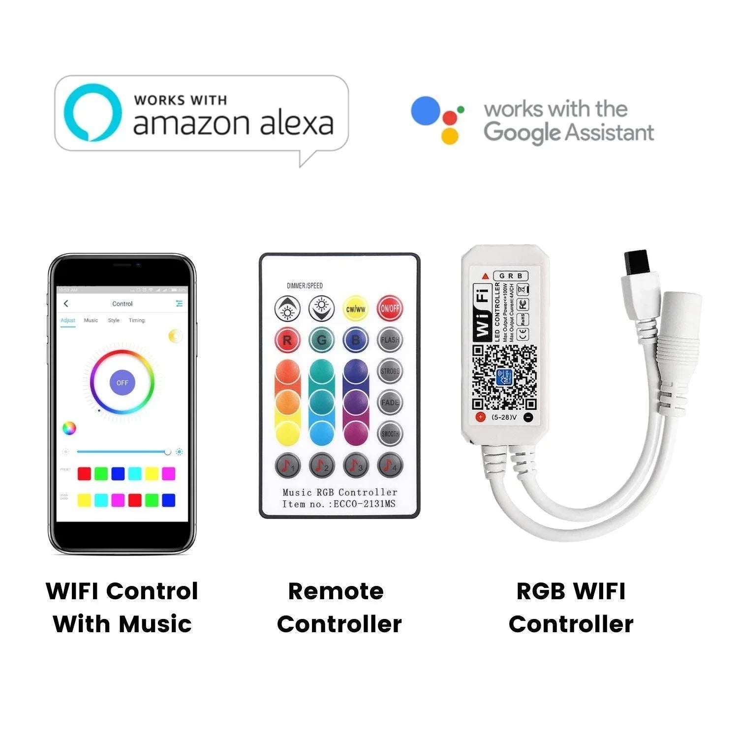 RGB LED Strip 12V IP20 Non-Waterproof 300LEDs 10 Metre WiFi Wireless Control Kit - UK LED Lights