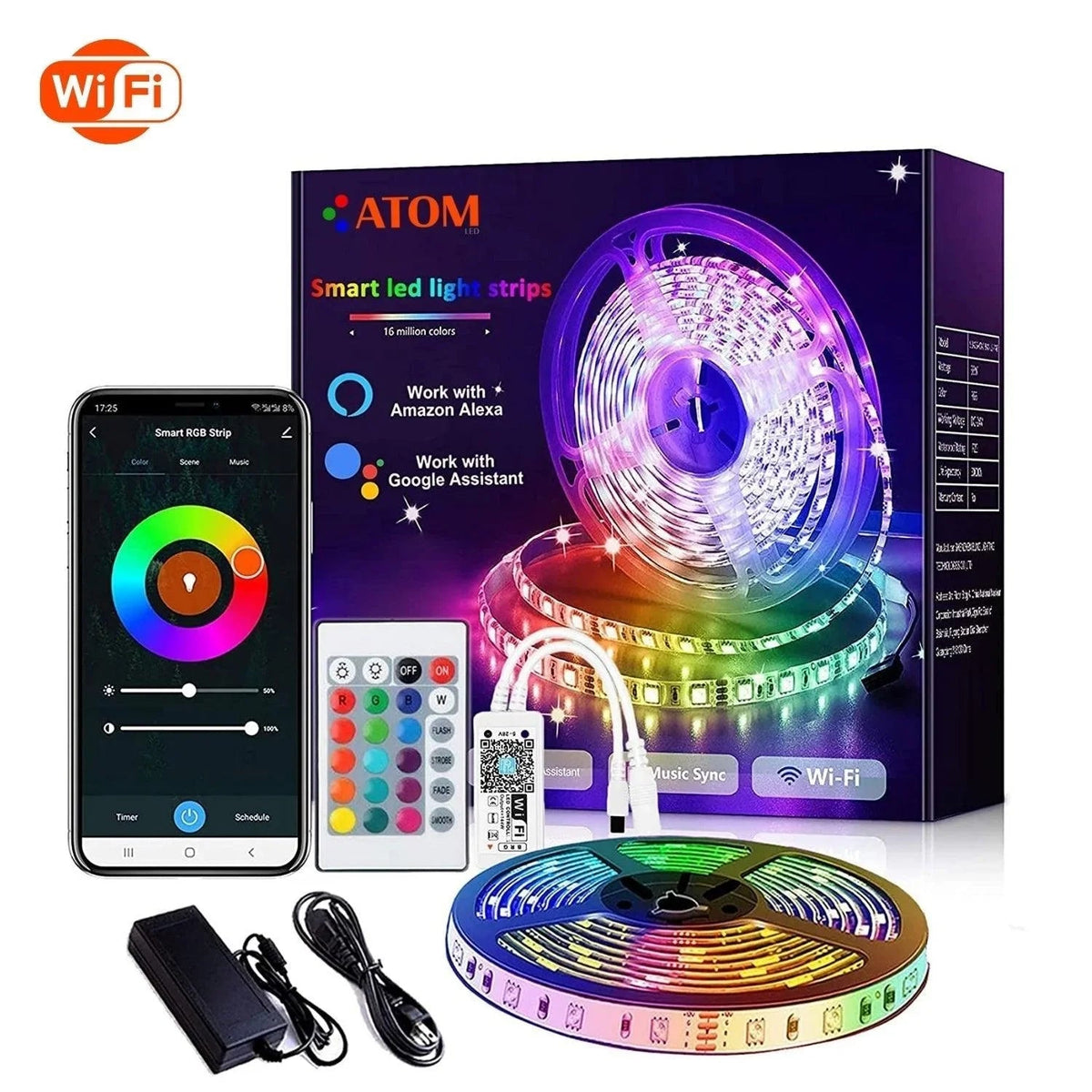Wireless Led System RGB LED Strip 12V IP20 Non-Waterproof 300LEDs 10 Metre WiFi Wireless C ...