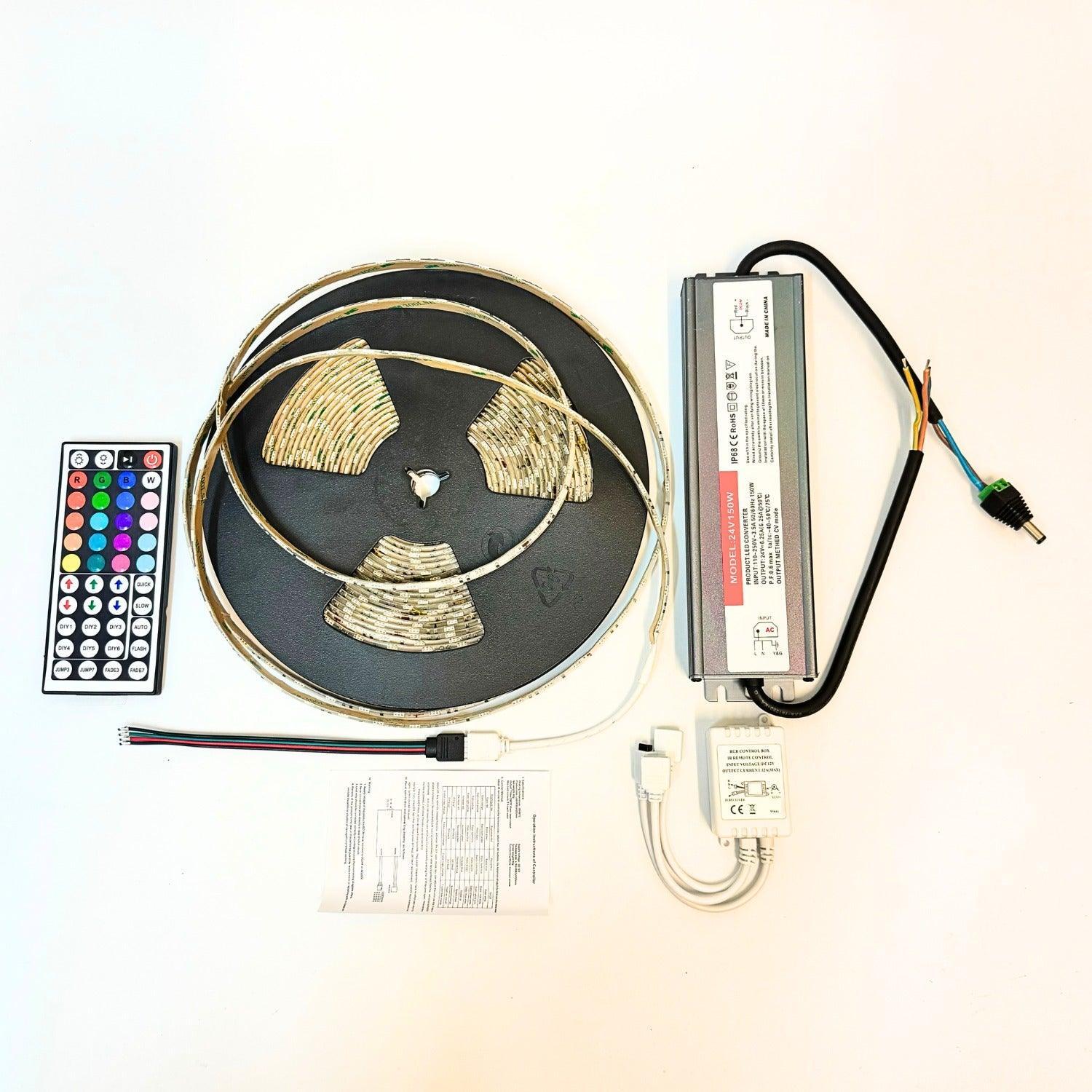 RGB LED Strip with WiFi Controller DC 24V 10m One Length 5050 IP65 Waterproof 60LED/m Full Kit - UK LED Lights