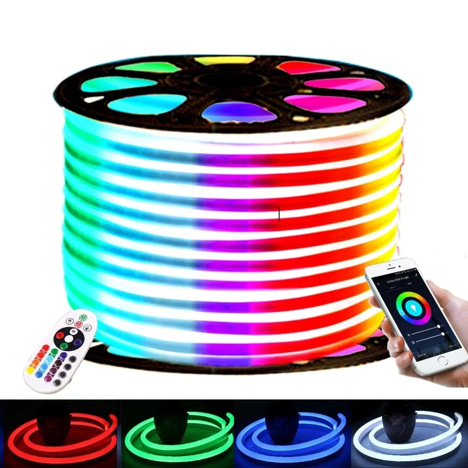 RGB Neon Flex 220V 240V 14x25mm IP65 Bluetooth Controller & Remote - UK LED Lights