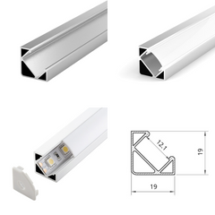 LED Strip Aluminium Corner Profile Milky Cover Cabinet LED Corner Profile 19x19mm - ATOM LED