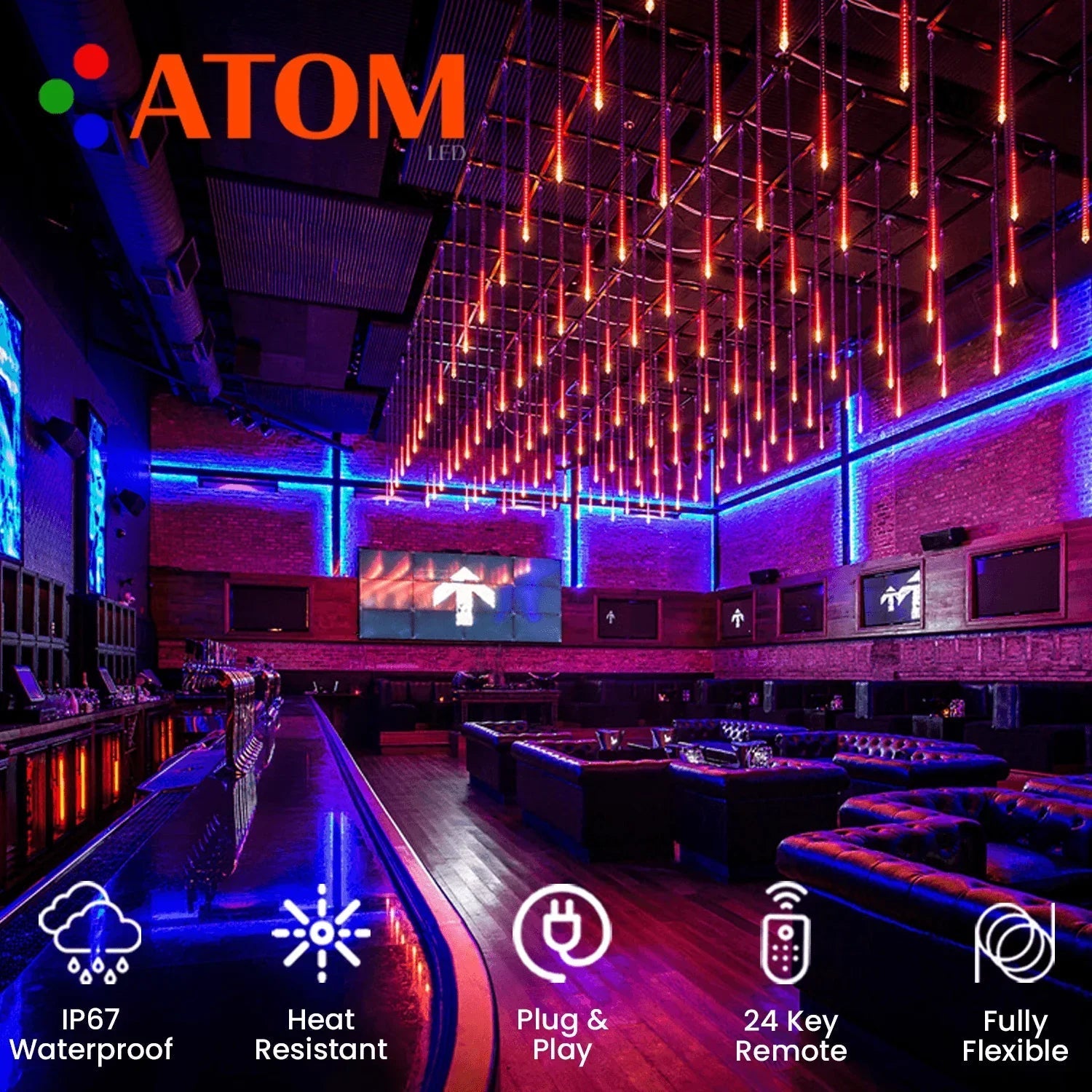 RGB LED Strip Light 220V 240V 120 LEDs/m IP67 Waterproof Full Kit - ATOM LED