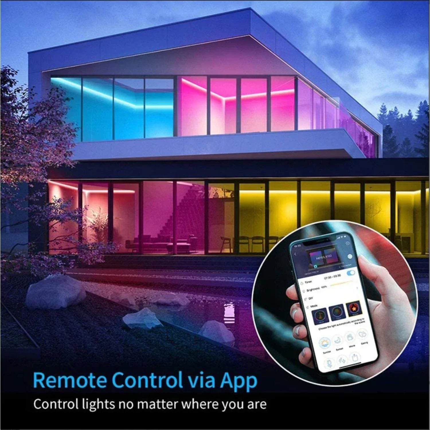 Single Colour Wireless Neon Flex AC 220 240V 8x16mm WIFI Dimmer Controller with 23-Key RF Remote Control 1500W for Brightness Adjustment - UK LED Lights
