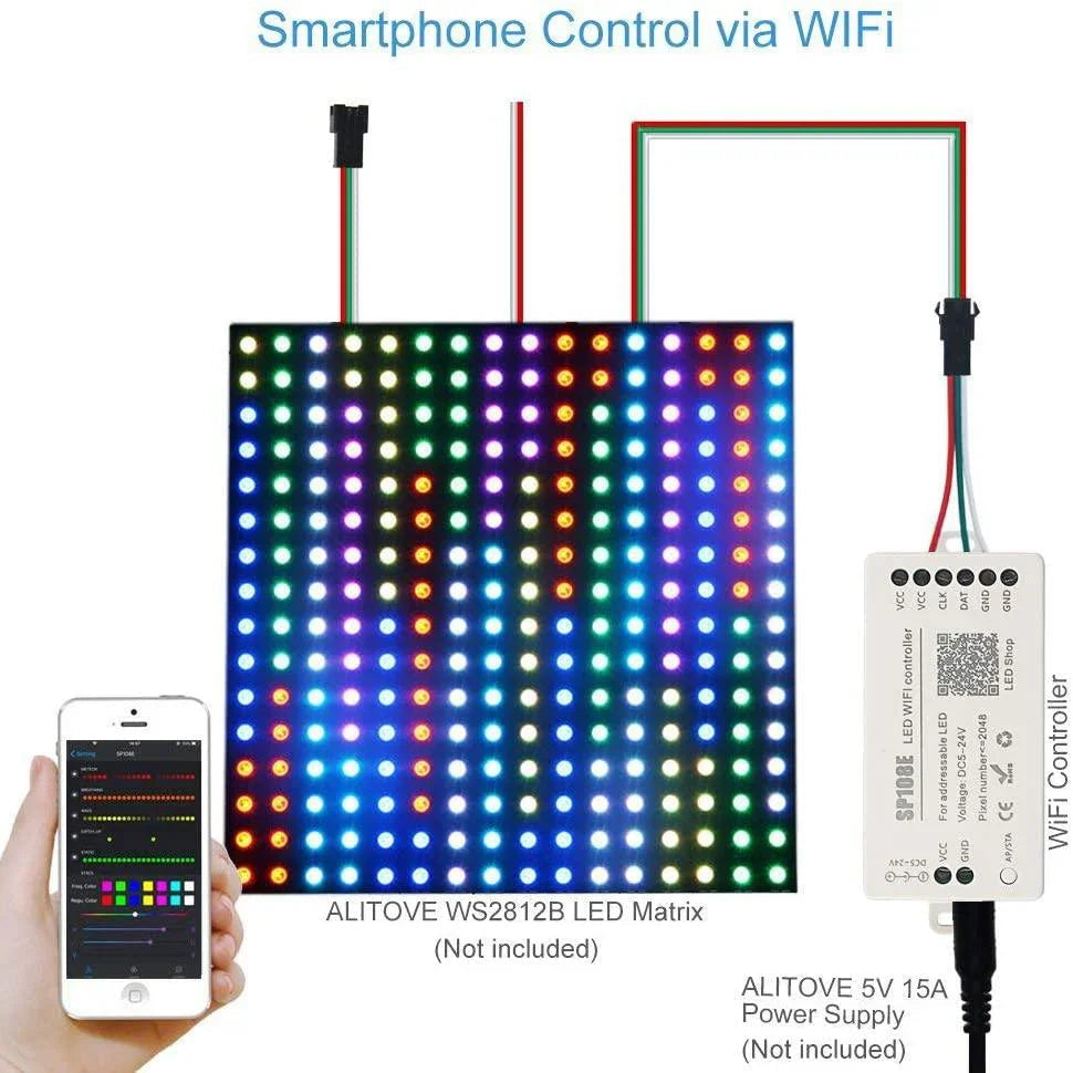 SP108E WiFi Controller DC 5V-24V for SK6812 SK6812-RGBW WS2812 WS2813 WS2811 AL2815 Digital Pixel Strip Light & Neon Flex - UK LED Lights