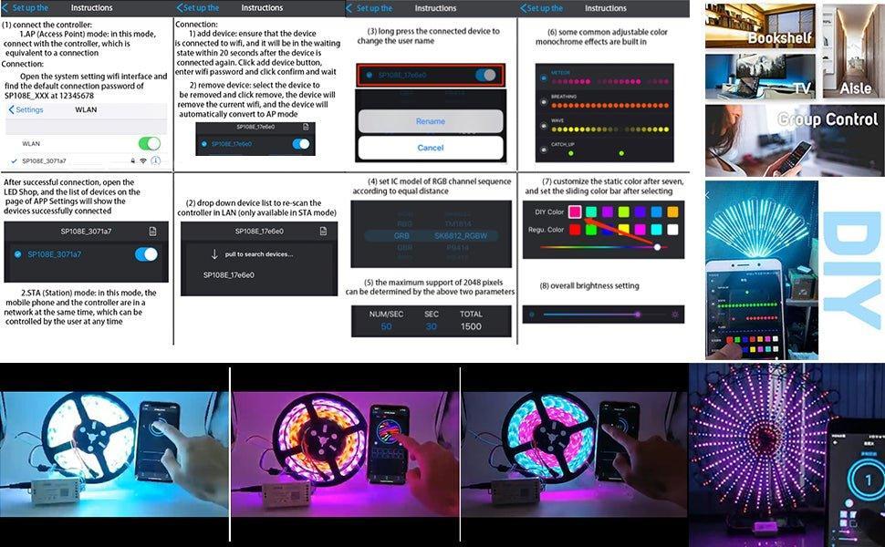 SP108E WiFi Controller DC 5V-24V for SK6812 SK6812-RGBW WS2812 WS2813 WS2811 AL2815 Digital Pixel Strip Light & Neon Flex - UK LED Lights