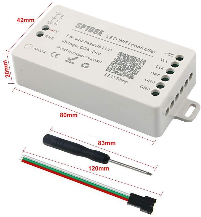 SP108E WiFi Controller DC 5V-24V for SK6812 SK6812-RGBW WS2812 WS2813 WS2811 AL2815 Digital Pixel Strip Light & Neon Flex - UK LED Lights