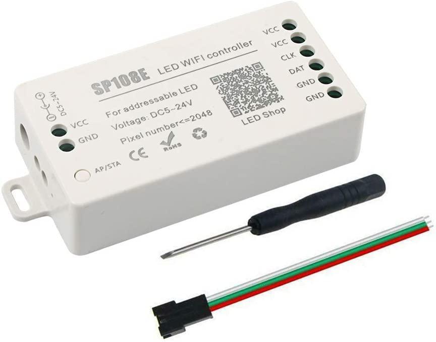 SP108E WiFi Controller DC 5V-24V for SK6812 SK6812-RGBW WS2812 WS2813 WS2811 AL2815 Digital Pixel Strip Light & Neon Flex - UK LED Lights