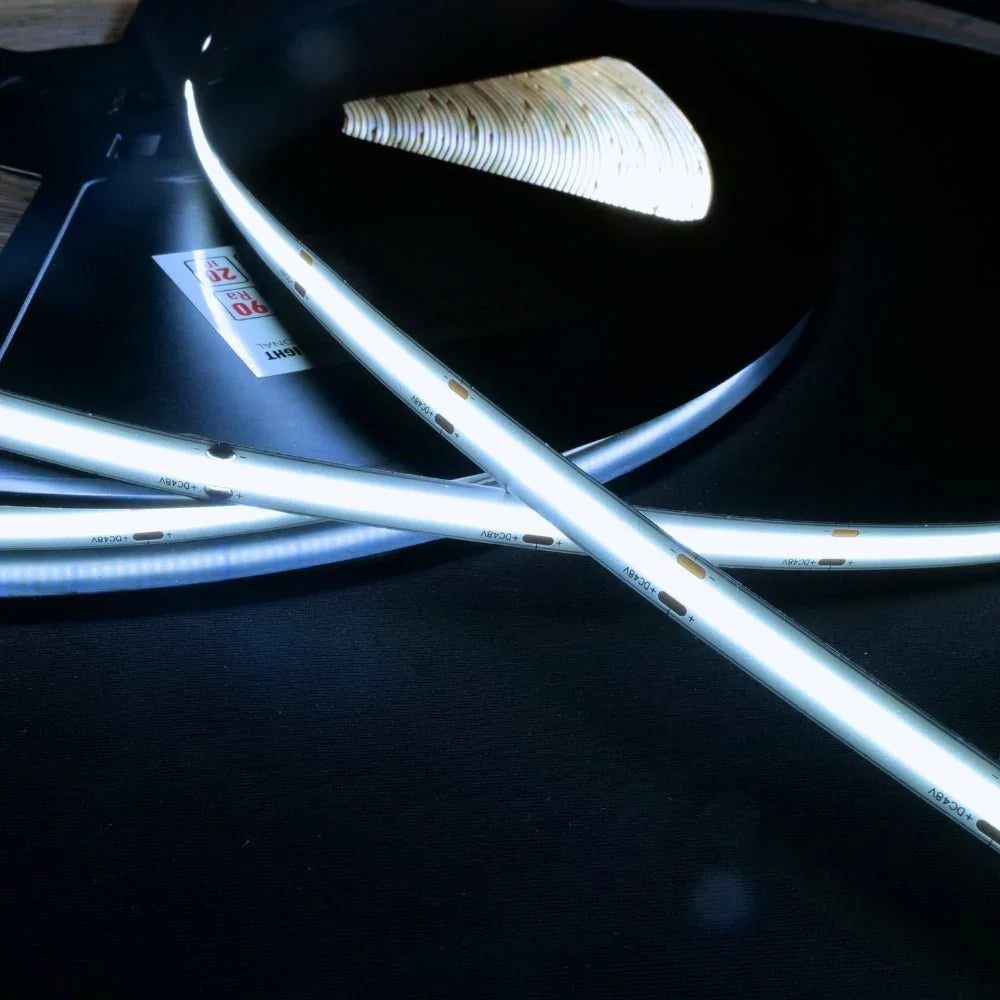 Extra Long Cool White 6000K COB LED Strip 48V 480LEDs/m IP20 - UK LED Lights