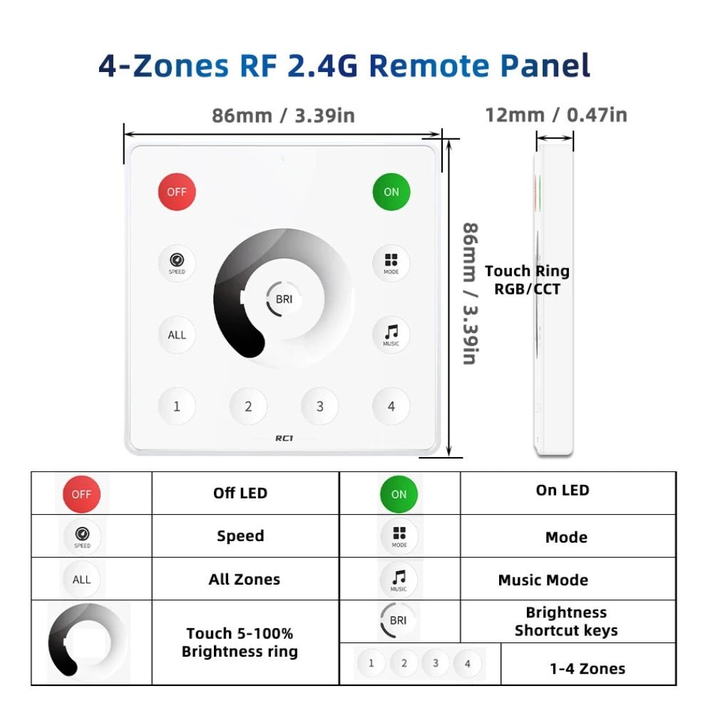 Wall Panel Controller for SP636E DC5 - 24V Addressable LED Strip Controller - House of LEDS