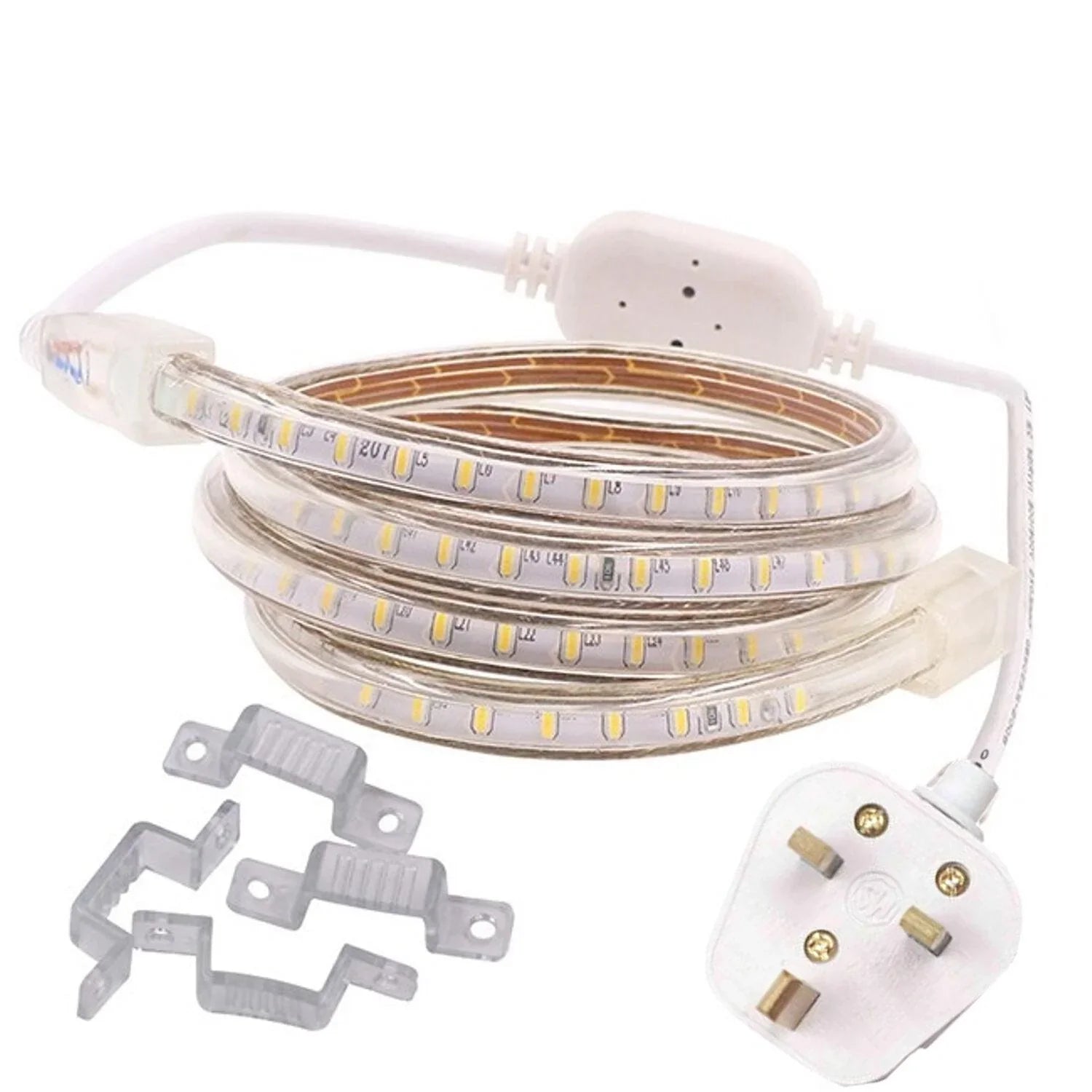 Warm White LED Strip Light 220V 240V 2835 IP65 Waterproof 120LED/m Full Kit - UK LED Lights