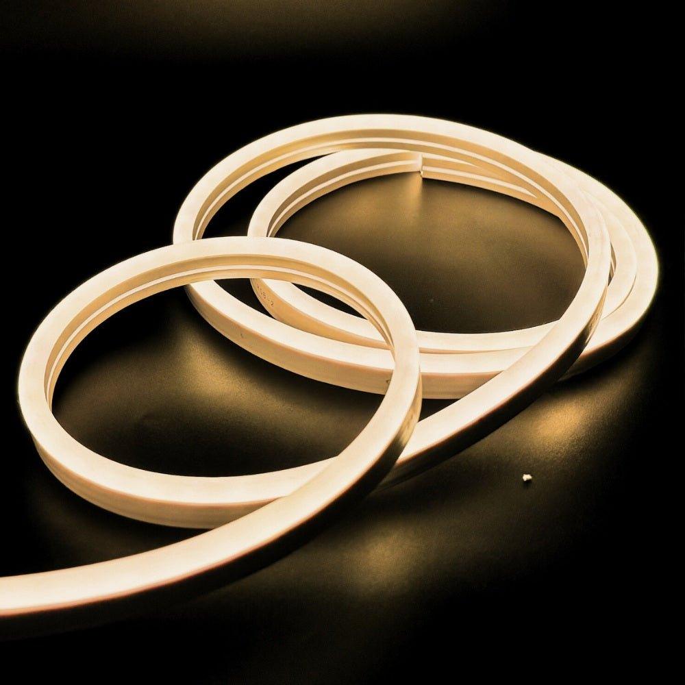 Warm White Neon Flex 14x25mm 220V 240V 120LEDs/m IP65 Waterproof with UK Plug - House of LEDS