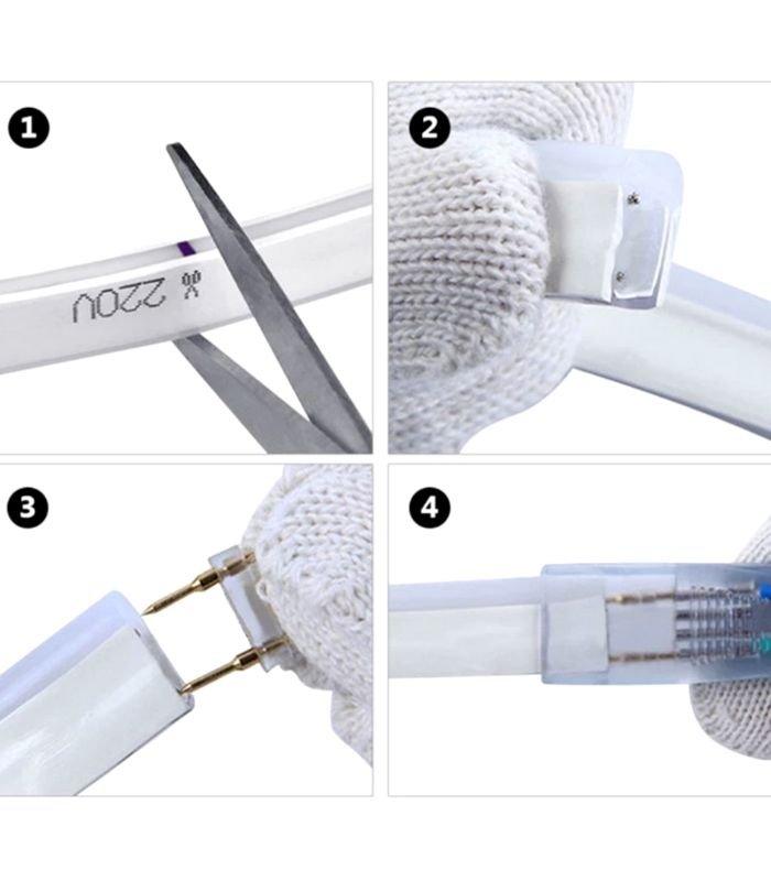 Warm White Neon Flex 14x25mm 220V 240V 120LEDs/m IP65 Waterproof with UK Plug - House of LEDS